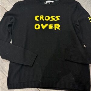 Black Crew Neck Sweater with Yellow Print